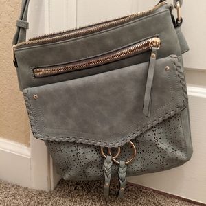 Green target crossbody suede purse